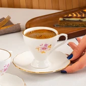 Porsima 4313 Emery 12 Parça Yaldızlı Porselen Kahve Fincan Takımı - 1