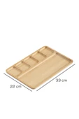 Porsima 2075 6 Bölmeli Bambu Kahvaltı Sunum Tabağı Çerezlik Tabak - 2