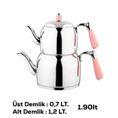 Özkent K-376 Armine Mini Boy Paslanmaz Çelik Çaydanlık Takımı Pem - 1