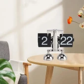 Valkyrie Retro Metanik Yaprak Saat Ev Ofis Masa Saati Paslanmaz Çelik Çift Bacak Siyah - 8