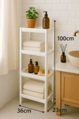 Flex Elite Pro 4 Katlı Beyaz Çok Amaçlı Raf Ünitesi – Banyo ve Mutfak Düzenleyici Raf & Organizer - 3