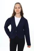 Toontoy Kız Çocuk V Yaka Blazer Kapama Cepli Düşük Omuz Örme Okul Hırkası - 2 İplik - 1
