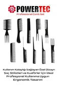 Powertec TR-C10 Profesyonel Saç Tarak Seti 10'lu Tam Set - 2