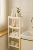 Flex Elite Pro 4 Katlı Beyaz Çok Amaçlı Raf Ünitesi – Banyo ve Mutfak Düzenleyici Raf & Organizer - 1
