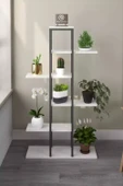 Dizayn Motion Zigzag Tasarımlı 4 Raflı Dekoratif Çiçeklik 150cm Beyaz - 1