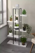 Dizayn Motion Zigzag Tasarımlı 4 Raflı Dekoratif Çiçeklik 150cm Beyaz - 2