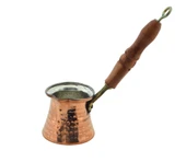 LUDIA Ahşap Saplı El Yapımı Dövme Bakır Cezve no1 Kahve Cezvesi - 1