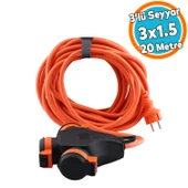 Seyyar Topraklı 3'lü Grup Priz Fiş 20 Metre Çoklu CCA Uzatma Kablosu 3x1.5 mm Monofaze Çoğaltıcı thumbnail 1