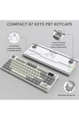 Attack Shark K86 Pro White Switch Kablosuz Mekanik Klavye 2.4G/BT5.0/USB-C Kablosu HD 1,2 inç Ekran ve Düğme RGB - 6
