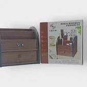 Homix Masa Üstü  Çekmeceli Ahşap Düzenleyici Organizer Kalemlik (1028) - 3