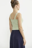 Fitilli Düğme Detaylı Basic Atlet - Yeşil - 5