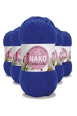 5 Adet Cotton Lüks Yelek Tunik Kazak Bluz Hırka İpi Yünü Saks Mavi 97561 - 1