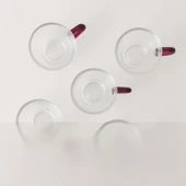 Kahve Yanı kulplu Su Bardağı - 6'lı Küçük Boy Şık Zemzem İkram Seti - 3