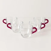 Kahve Yanı kulplu Su Bardağı - 6'lı Küçük Boy Şık Zemzem İkram Seti - 2