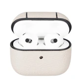 Apple AirPods 3.nesil Uyumlu Deri Kılıf Juni ERC3 Bej - 2