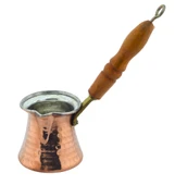 LUDIA Ahşap Saplı El Yapımı Dövme Bakır Cezve no2 Kahve Cezvesi - 1