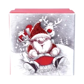 Yılbaşı Noel Baba ve Geyik Motifli Hediye Kutusu 15x7 cm - 1