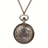 Valkyrie Vintage Antika Tasarım Dilşli Roma Rakamlı Zarif Bronz Kuvars Cep Köstekli Saat - 11