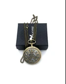 Valkyrie Vintage Antika Tasarım Dilşli Roma Rakamlı Zarif Bronz Kuvars Cep Köstekli Saat - 5