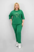 Kadın Büyük Beden Kısa Kollu Çiçek İşlemeli Eşofman Takımı 8199-25 - 10