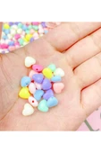 20 gr (100 adet) Şeker Rengi Akrilik Kalp Boncuklar Renkli Karışık Plastik Pastel Boncuklar Ara Boncuk Kalp Şekilli Kolye Bilezik için - 5