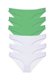 6 adet Eko Set Likralı Kadın Slip Külot Yeşil Beyaz - 1