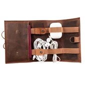 Deri Kablo Aksesuar Taşıma Çantası G2 Antik Kahve - 1