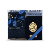 Şal + Seccade + Tesbih + Yasin Hediye Seti (Çanta Boy, Şems Lafzatullah, Raşel Cilt, Lacivert) thumbnail 1