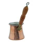 LUDIA Ahşap Saplı El Yapımı Dövme Bakır Cezve no3 Kahve Cezvesi - 2