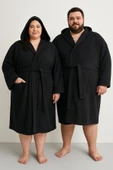 Pamuklu kapşonlu lacivert Renkli (L-XL-2XL-3XL-4XL-5xl-6xl) Büyük / Battal Beden Bornoz - 3