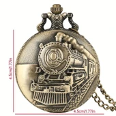 Valkyrie Retro Vintage Kabartmalı Dumanlı Tren Zarif Köstekli Cep Saati - 7