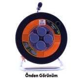 Plastik Seyyar Makaralı Kapaklı 4 Prizli CCA Kablo Uzatma Kablosu 3x2.5 mm 50 Metre IP44 thumbnail 3