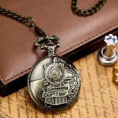 Valkyrie Retro Vintage Kabartmalı Dumanlı Tren Zarif Köstekli Cep Saati - 5