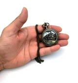 Valkyrie Retro Tasarımlı Quartz Tren Kabartmalı Zincirli Köstekli Cep Saati - 6