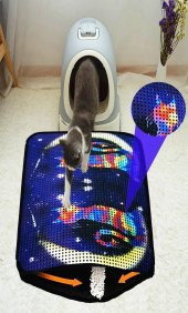 Miapet Elekli Desenli Kedi Tuvalet Önü Paspası 60 x 45 cm Ay-Yıldız - 2