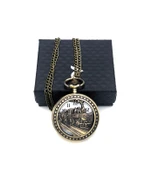 Valkyrie Retro Tasarımlı Quartz Tren Kabartmalı Zincirli Köstekli Cep Saati - 2