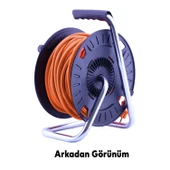 Plastik Makaralı Seyyar IP20 4 Prizli Uzatma Kablosu 3x2.5 mm CCA Kablo 50 Metre Termal Sigorta - 5