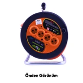 Plastik Makaralı Seyyar IP20 4 Prizli Uzatma Kablosu 3x2.5 mm CCA Kablo 50 Metre Termal Sigorta - 3