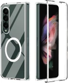 Samsung Galaxy Z Fold 4 Uyumlu Kamera Korumalı Magsafe Wireless Şarj Özellikli Şeffaf Silikon Kılıf - 2