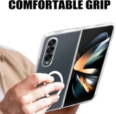Samsung Galaxy Z Fold 4 Uyumlu Kamera Korumalı Magsafe Wireless Şarj Özellikli Şeffaf Silikon Kılıf - 7
