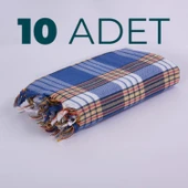 Homedius %100 Pamuk Mavi Hamam Peştemali 10'lu - 80 X 160 Cm - 1