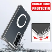 Samsung Galaxy Z Fold 4 Uyumlu Kamera Korumalı Magsafe Wireless Şarj Özellikli Şeffaf Silikon Kılıf - 3