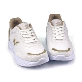 Kadın Beyaz Altın Hafif Fileli Günlük Rahat Sneaker Spor Ayakkabı - 3