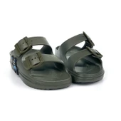 Erkek Çocuk Haki Tokalı Figürlü Ortopedik Rahat Günlük Plaj Terlik - 3