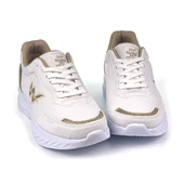 Kadın Beyaz Altın Hafif Fileli Günlük Rahat Sneaker Spor Ayakkabı - 6