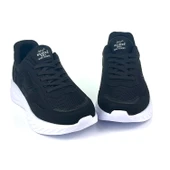 Kadın Siyah Beyaz Hafif Fileli Günlük Rahat Sneaker Spor Ayakkabı thumbnail 3