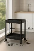 Flex Elite Pro 2 Katlı Siyah Tekerlekli Çok Amaçlı Banyo & Mutfak Düzenleyici Raf - 6