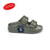 Erkek Çocuk Haki Tokalı Figürlü Ortopedik Rahat Günlük Plaj Terlik - 1