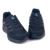 Kadın Siyah Fuşya Fileli Günlük Rahat Sneaker Spor Ayakkabı thumbnail 3