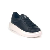 Kadın Siyah Beyaz Simli Rahat Günlük Sneaker Spor Ayakkabı - 1